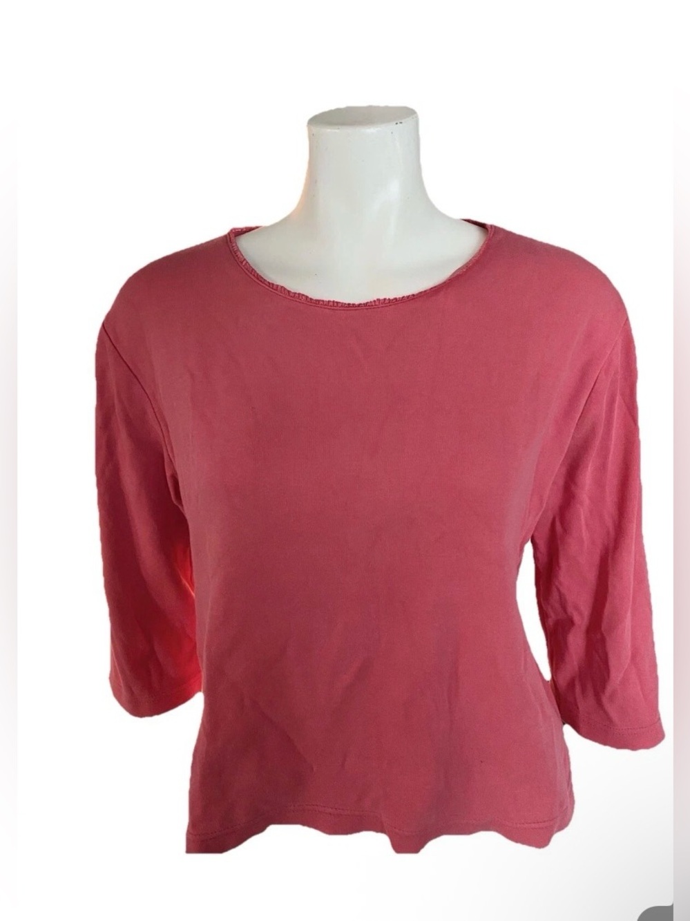 Coral Pink Shirt Top Pure & Simple 3/4 Sleeve Size Medium